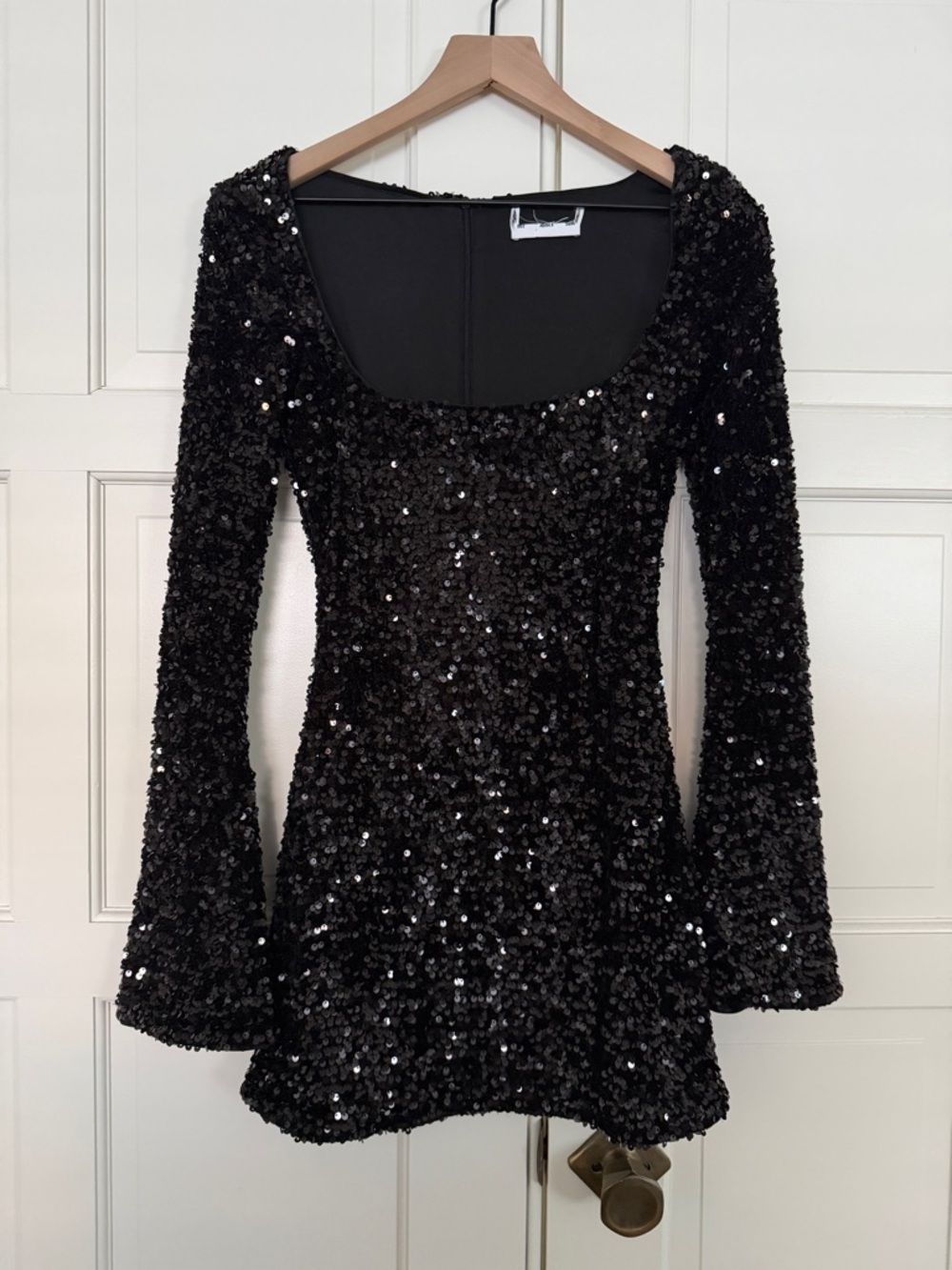 Princess Polly Vinelle Sequin Mini Dress with long bell sleeves